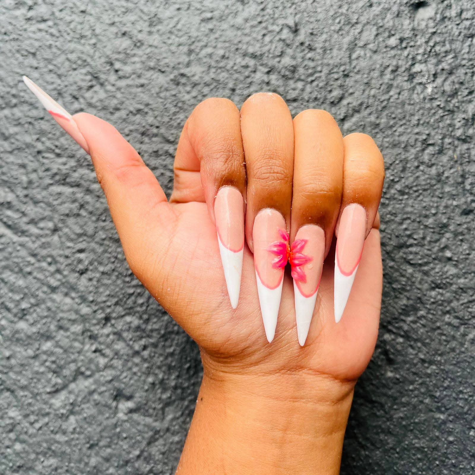 White French Flower Nails